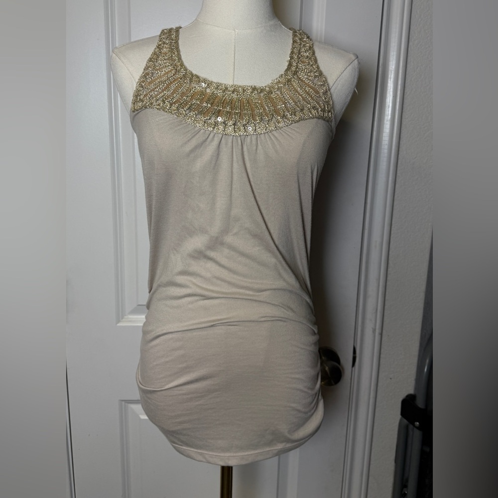 Forever 21 Beige Embellished Tank Top
